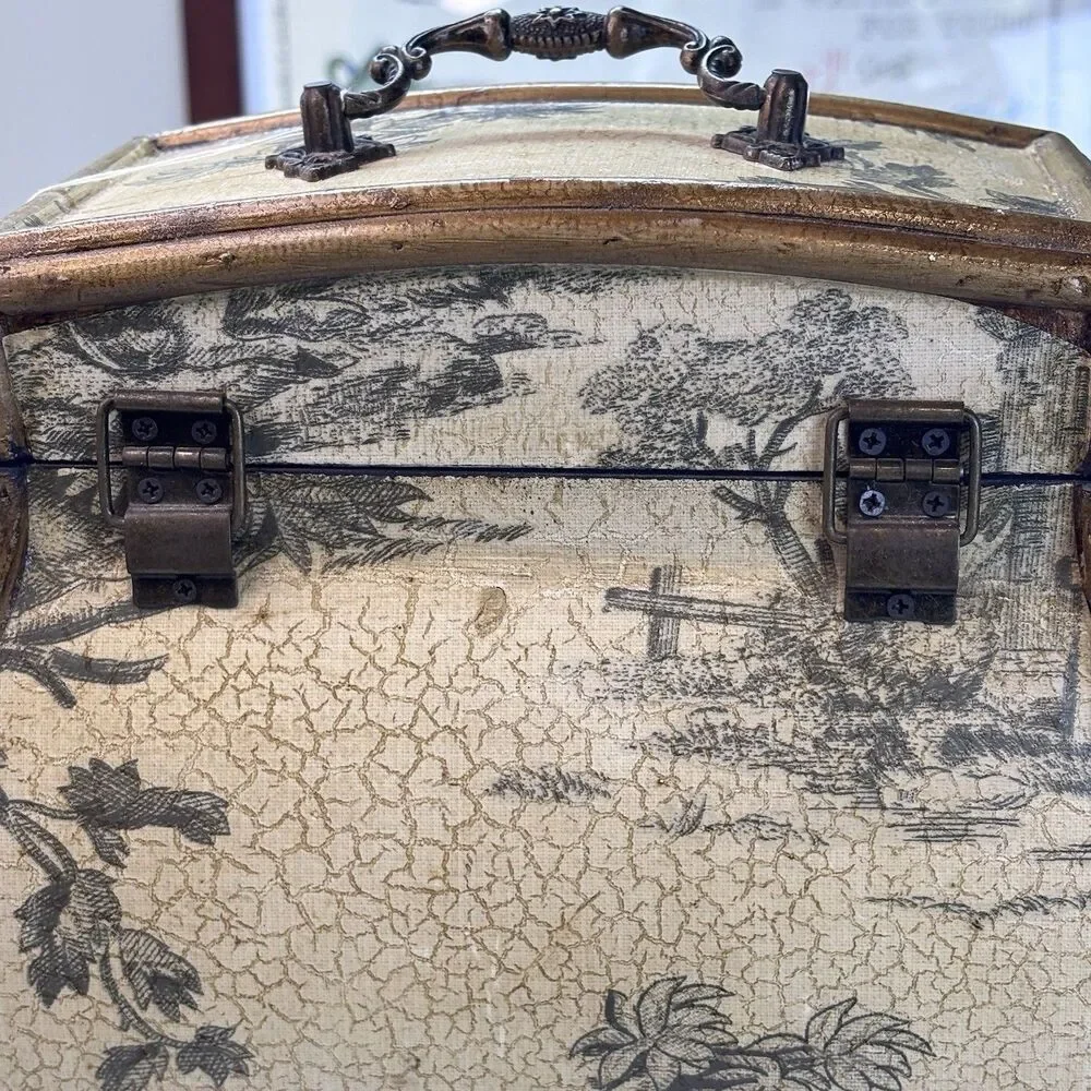 Vintage Style Wooden Wine Bottle Storage Box French Toile Decoupage Rustic Decor
